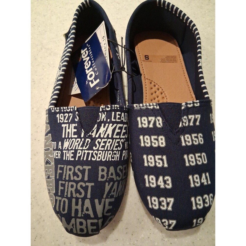 MLB New York Yankees Women's Canvas Slip-On Flats Blue/White US S 5-6
